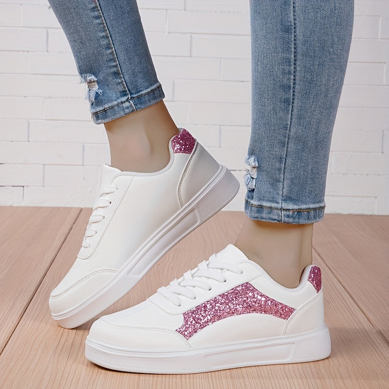 Orthopedische Sneakers Wit met Roze Glitter - Lara