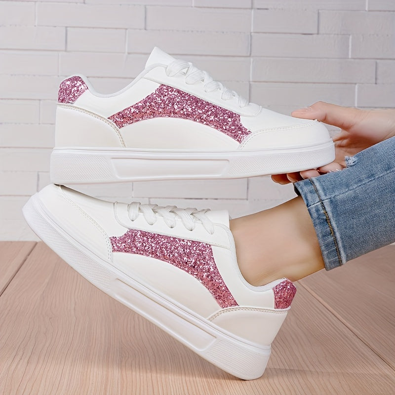 Orthopedische Sneakers Wit met Roze Glitter - Lara