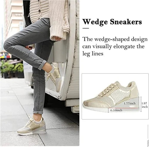 Stijlvolle comfort sneakers met ademend vermogen & metallic accenten