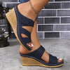 Orthopedische Blauwe Wig Sandalen - Claudia