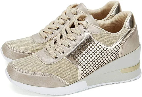 Stijlvolle comfort sneakers met ademend vermogen & metallic accenten