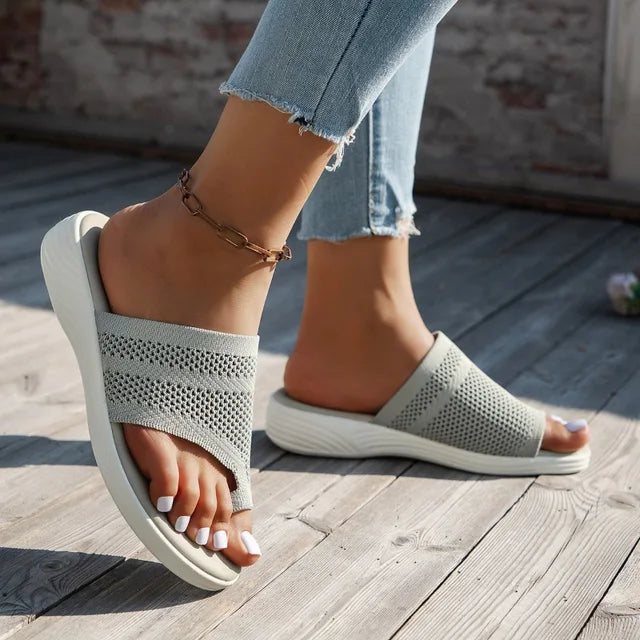 Mia - Orthopedische Grijze Mesh Slippers