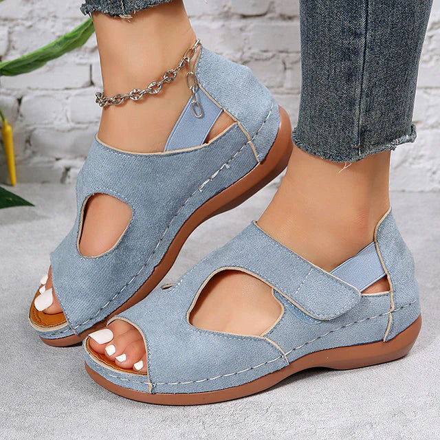 Emma - Orthopedische Lichtblauwe Denim Sandalen