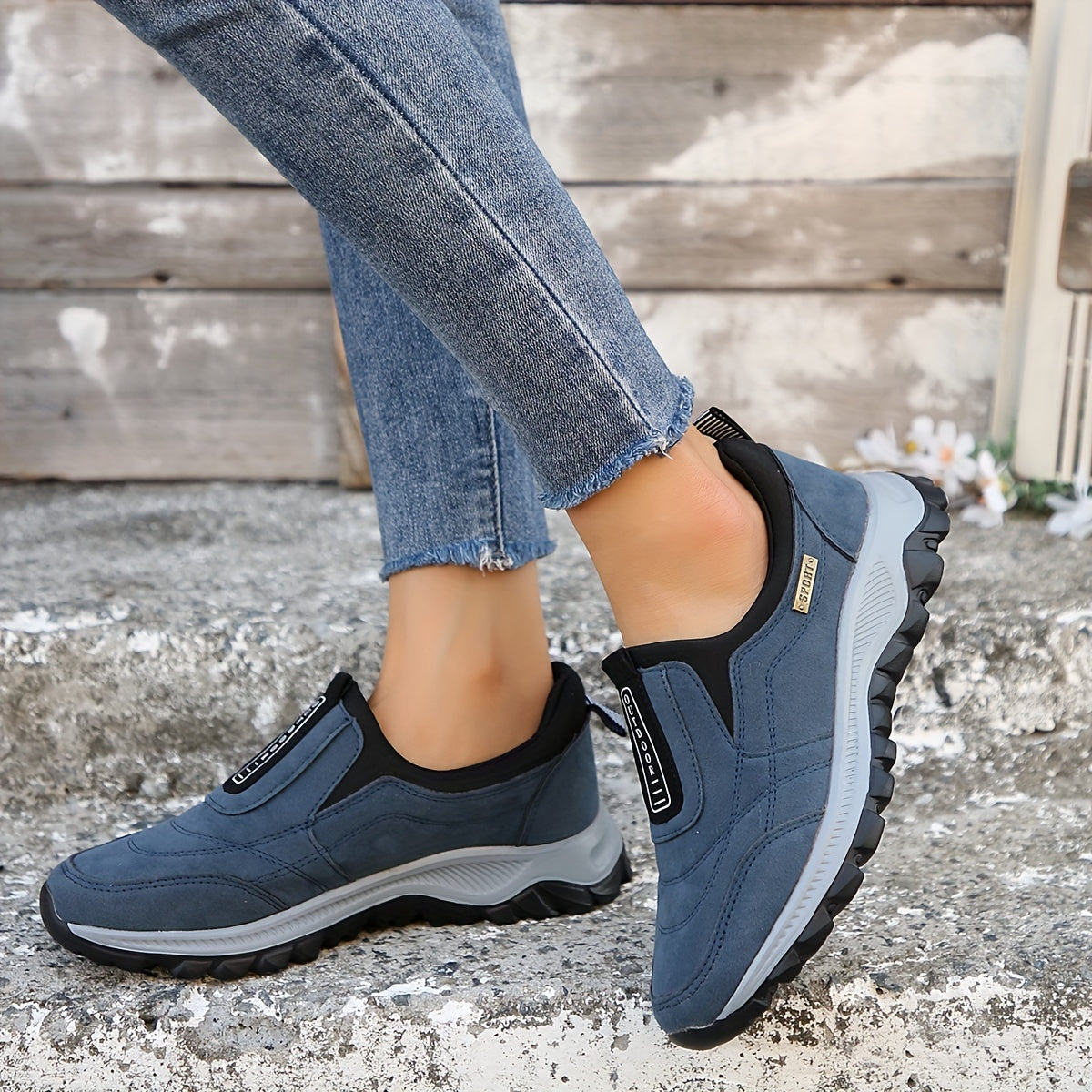 Orthopedische Marineblauwe Slip-Ons - Emma