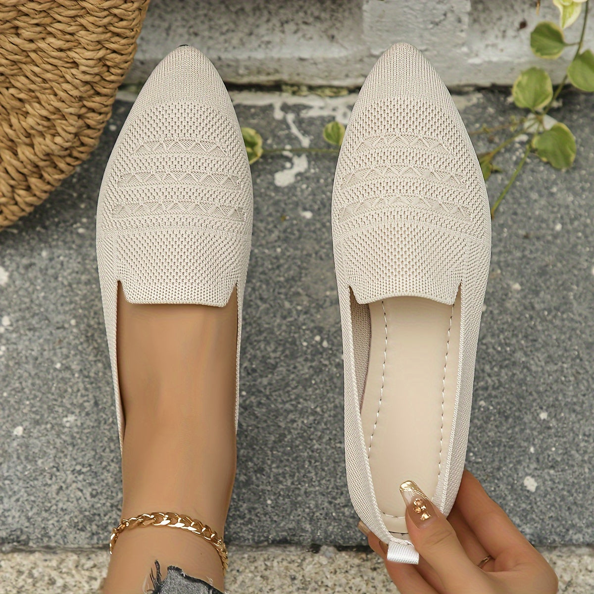 Orthopedische Beige Loafers met Geweven Patroon - Anna