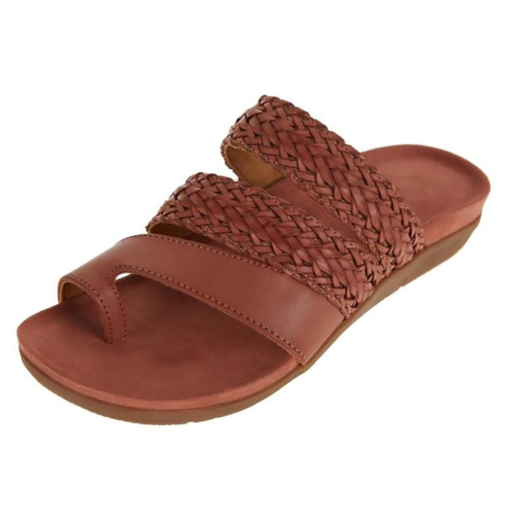 Eva - Orthopedische Gevlochten Cognac Slippers