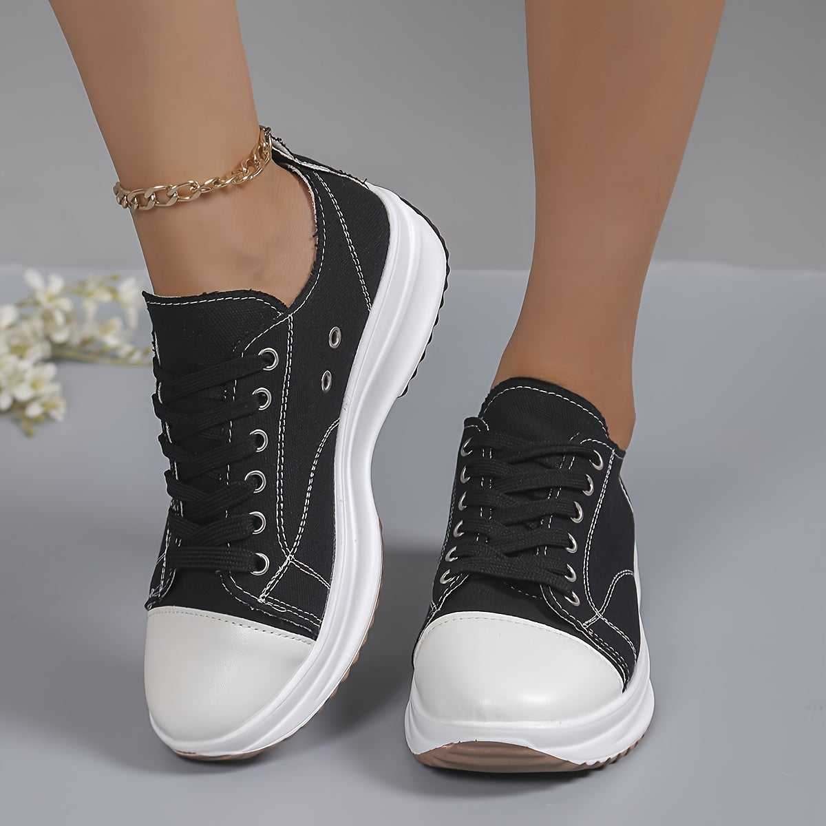 Orthopedische Zwart-Witte Sneakers - Lisa