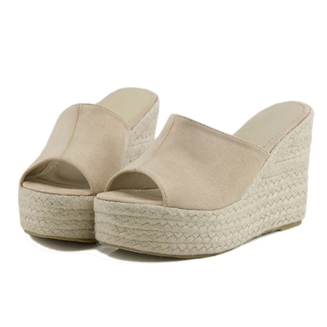 Sophie - Orthopedische Beige Sleehak Slippers