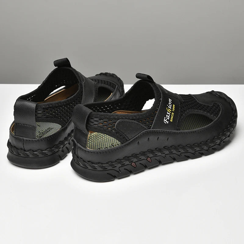 Max - Orthopedische Zwarte Mesh Sandalen