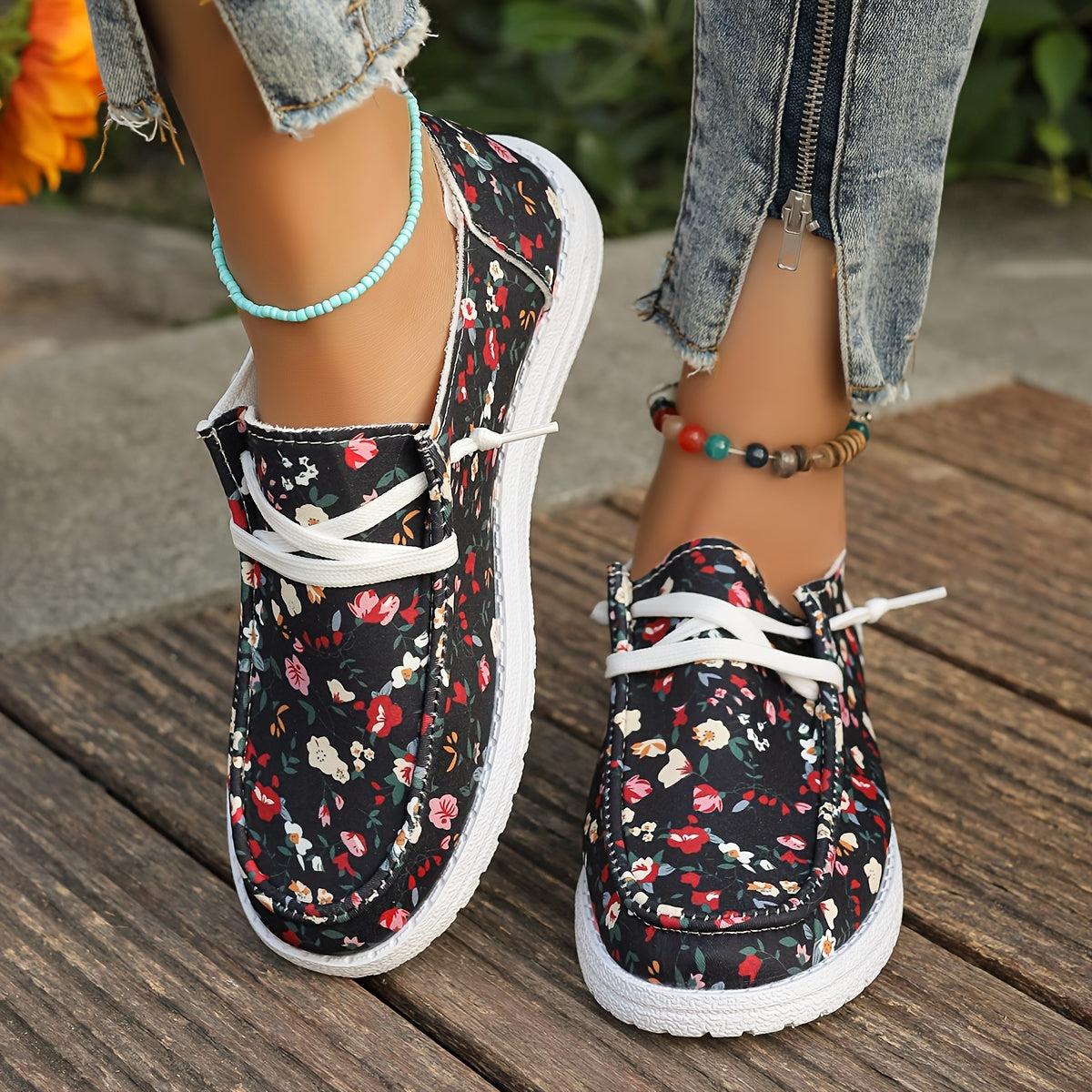 Orthopedische Bloemenprint Loafers - Lara