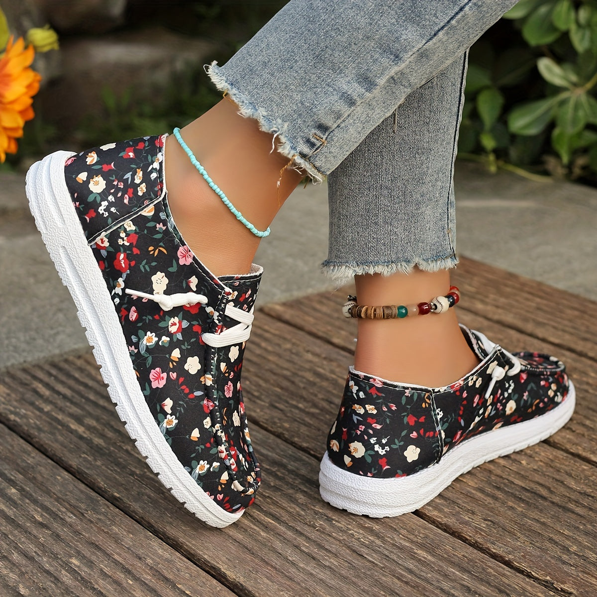 Orthopedische Bloemenprint Loafers - Lara