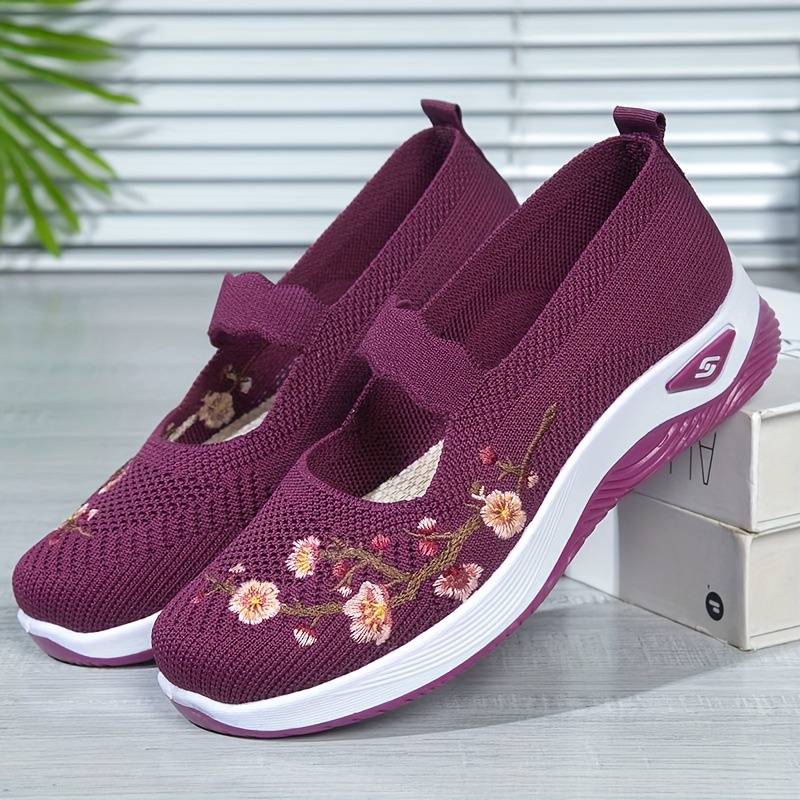 Luna - Orthopedische Bloemen Rode Sneakers