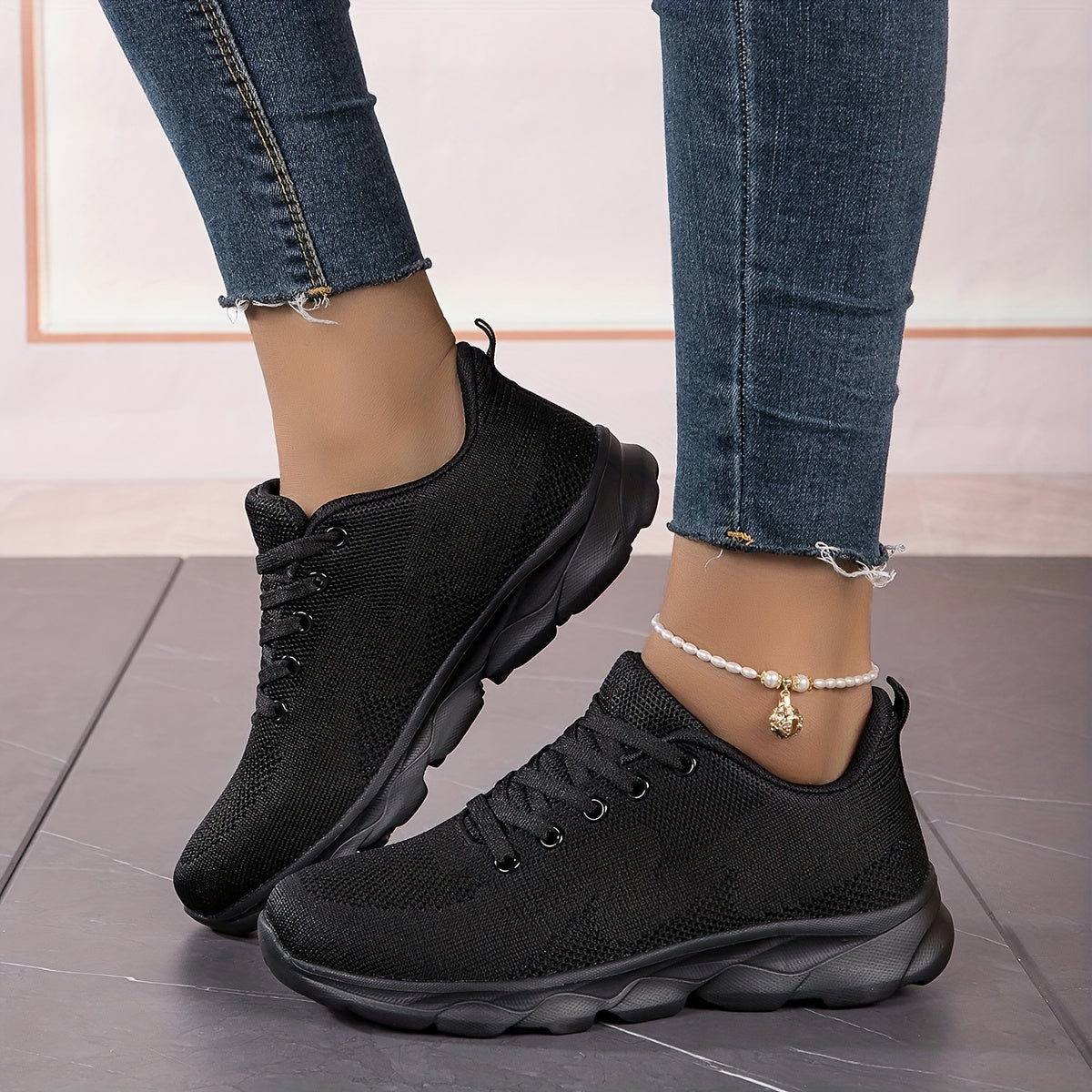 Orthopedic Black Comfort Sneakers - Sarah