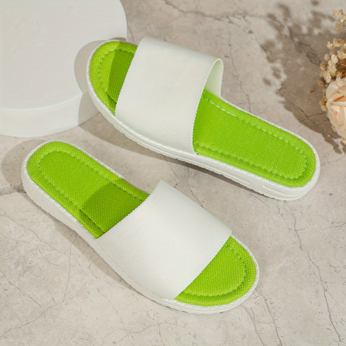 Orthopedische Groen-Witte Slippers - Sofie