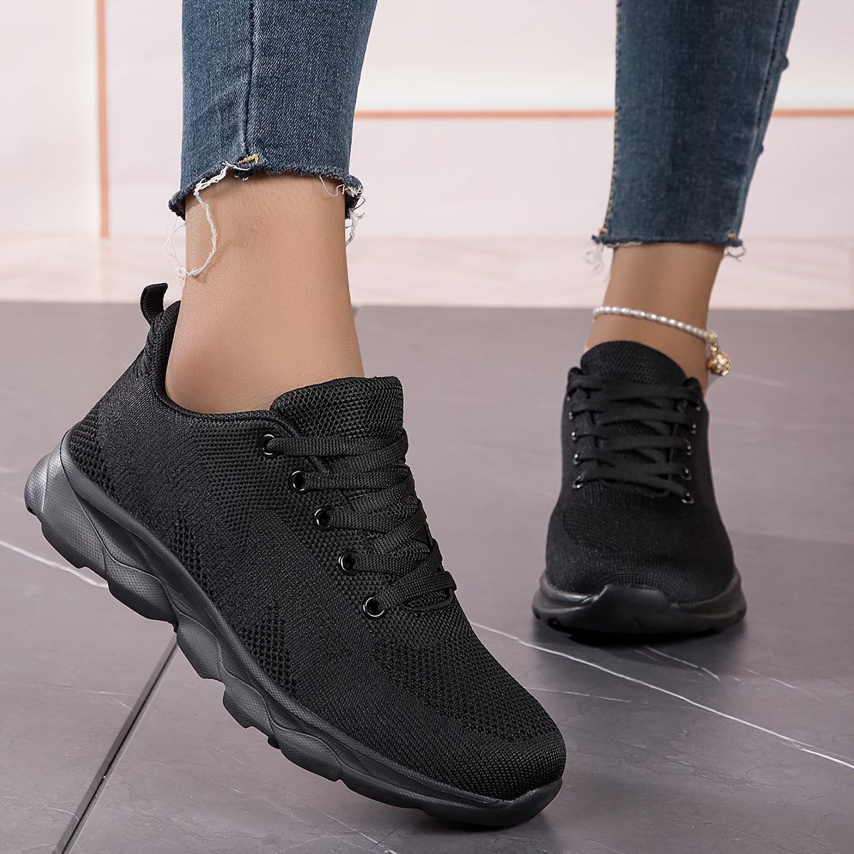 Orthopedic Black Comfort Sneakers - Sarah