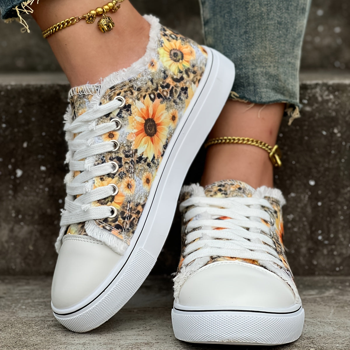 Orthopedische Sneakers met Zonnebloemmotief - Anna