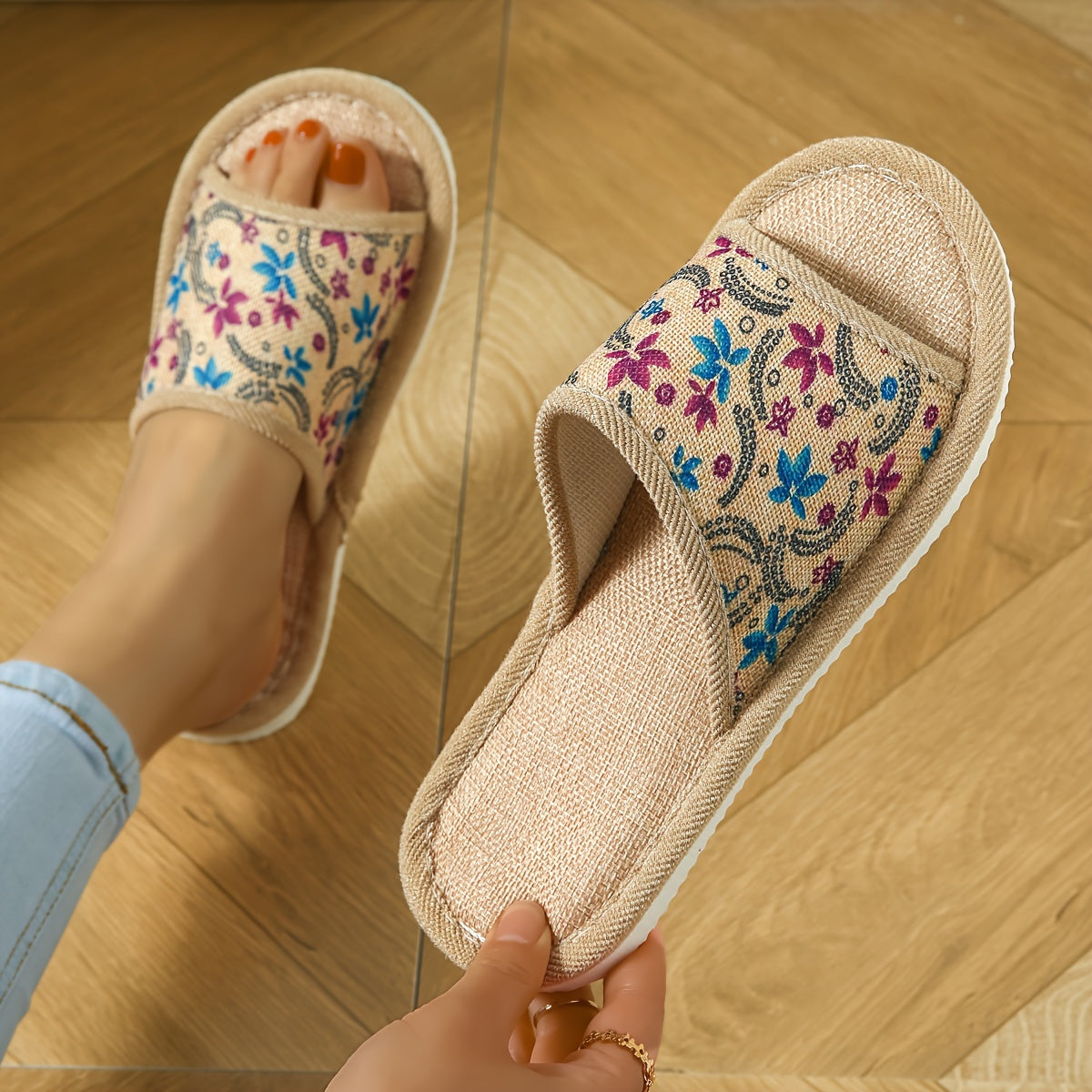 Orthopedische Linnen Bruine Slippers - Maria