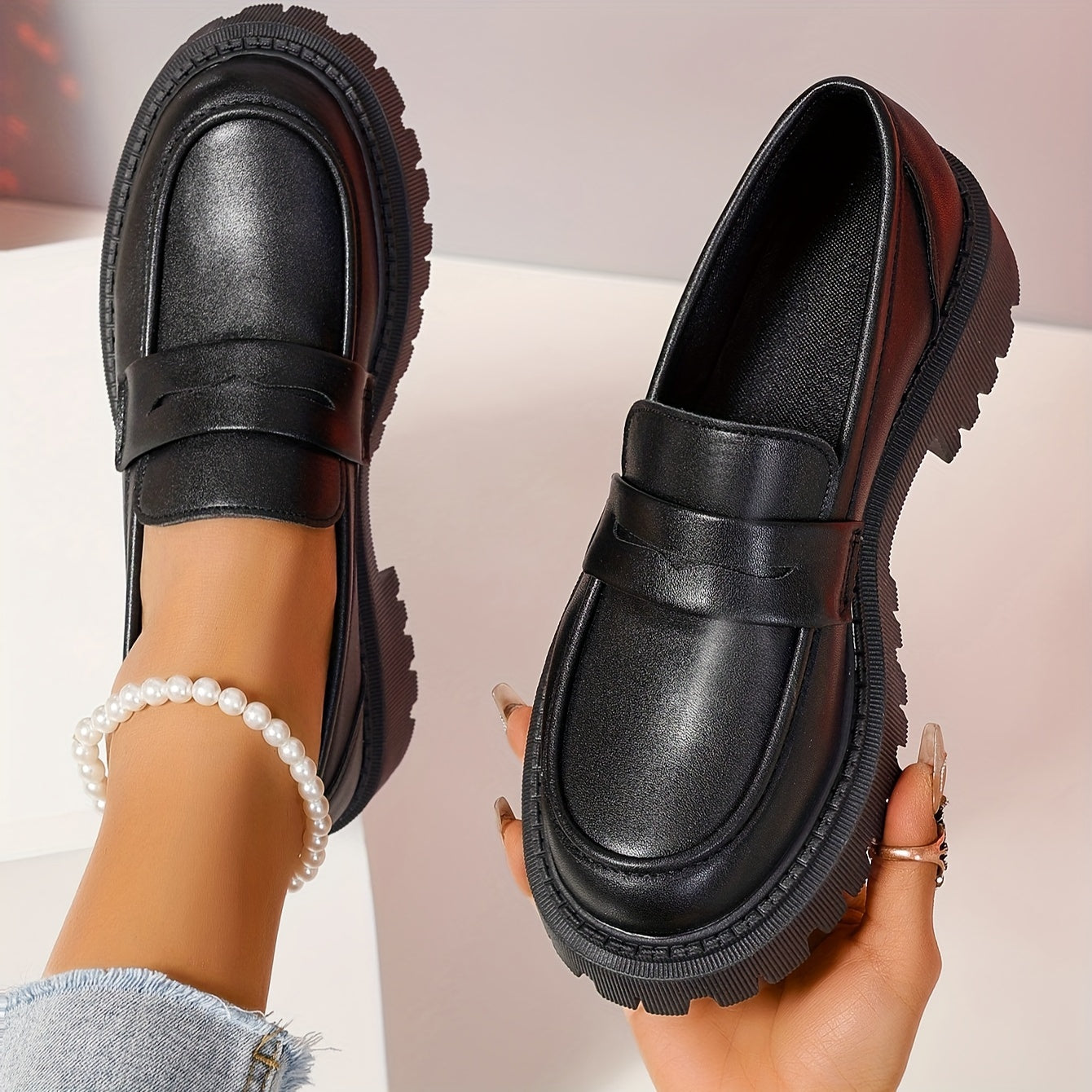 Orthopedische Zwarte Chunky Loafers - Nora