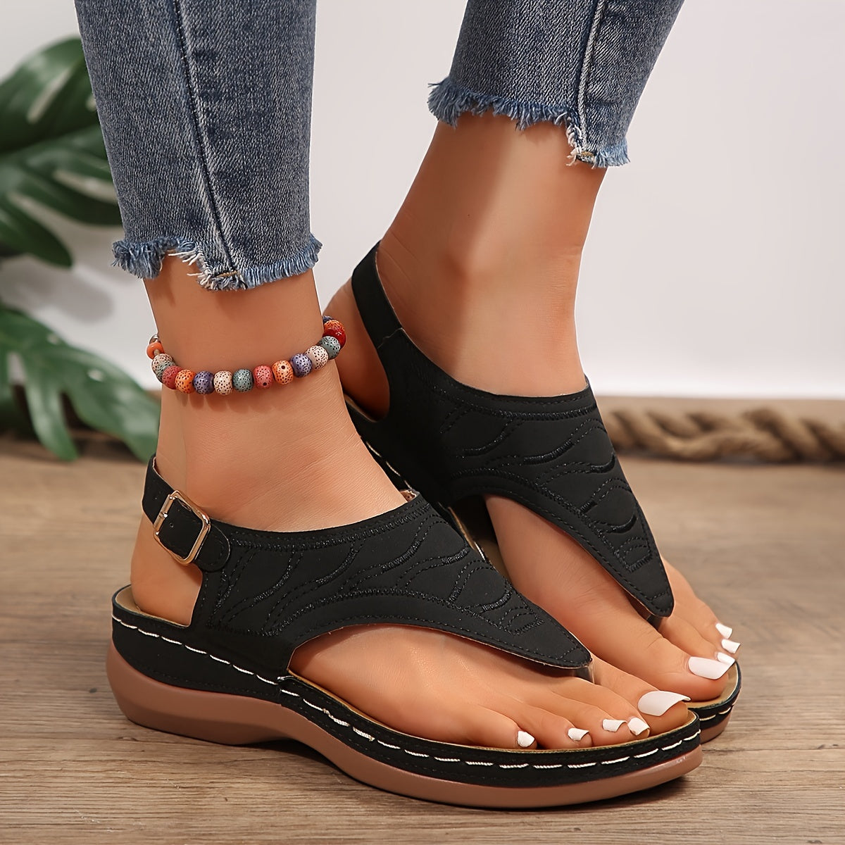 Orthopedische Zwarte Comfort Sandalen - Laura