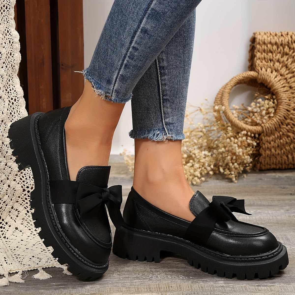 Orthopedische Zwarte Loafers met Strik - Lisa