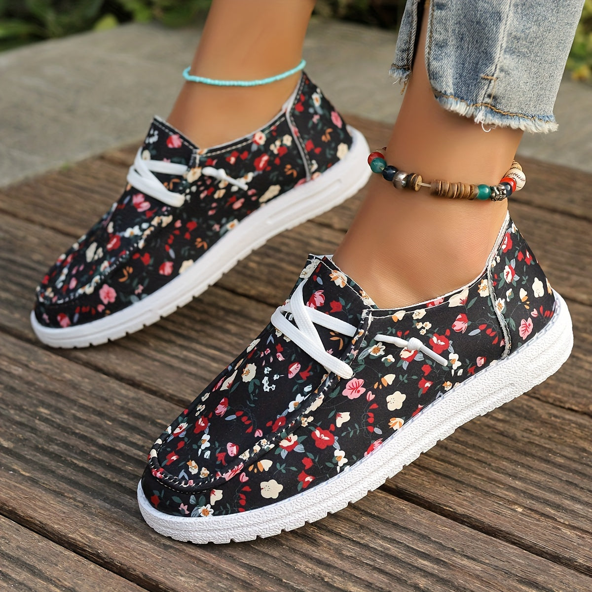 Orthopedische Bloemenprint Loafers - Lara