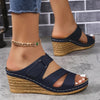 Orthopedische Blauwe Wig Sandalen - Claudia