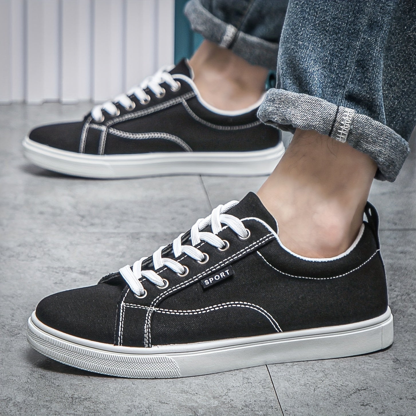 Orthopedische sneakers van zwart canvas - Leon