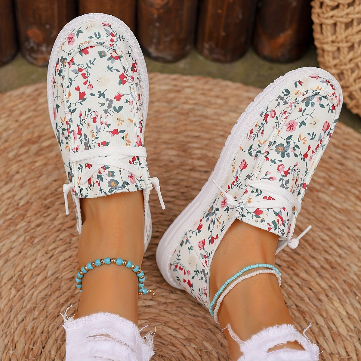 Orthopedische Bloemenprint Loafers - Lara