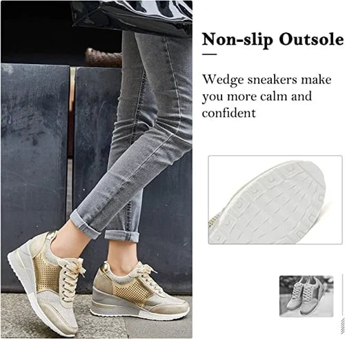 Stijlvolle comfort sneakers met ademend vermogen & metallic accenten