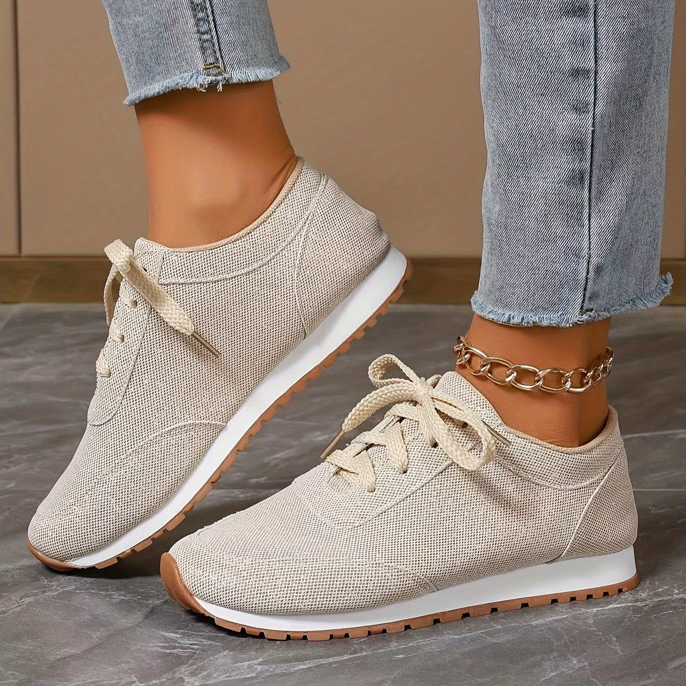 Orthopedische Beige Sneakers – Linda