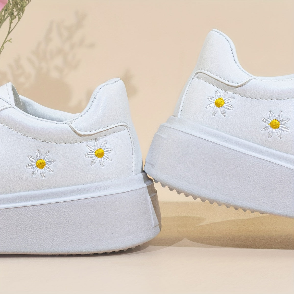 Orthopedische Witte Sneakers met Madeliefjes - Eliza