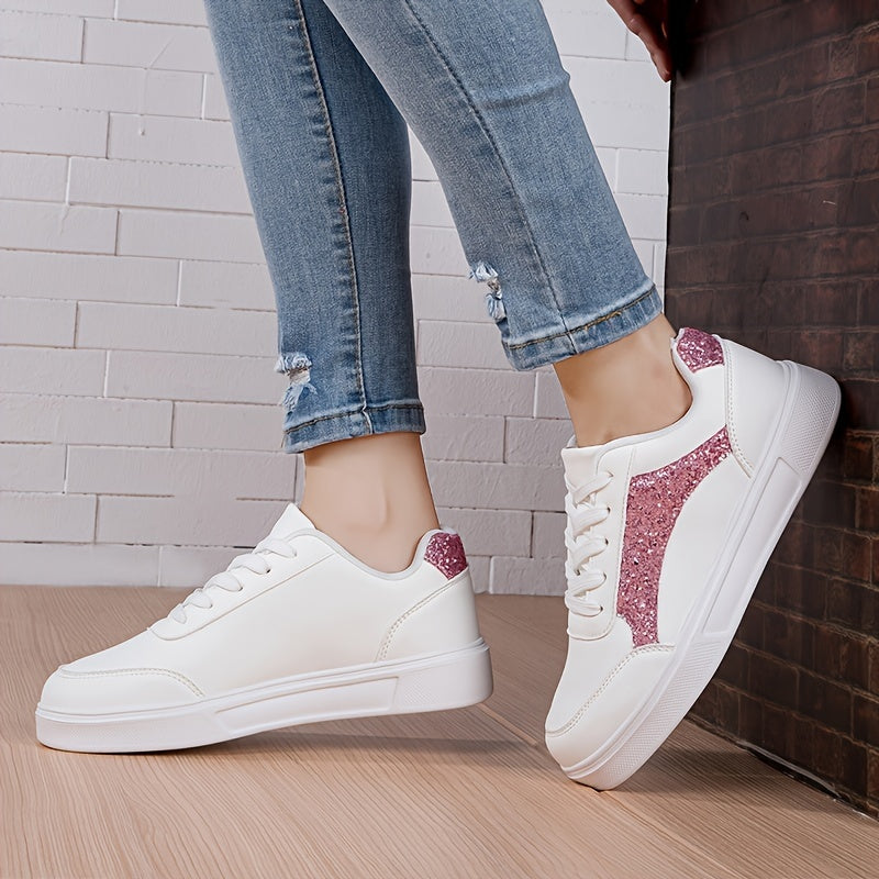 Orthopedische Sneakers Wit met Roze Glitter - Lara