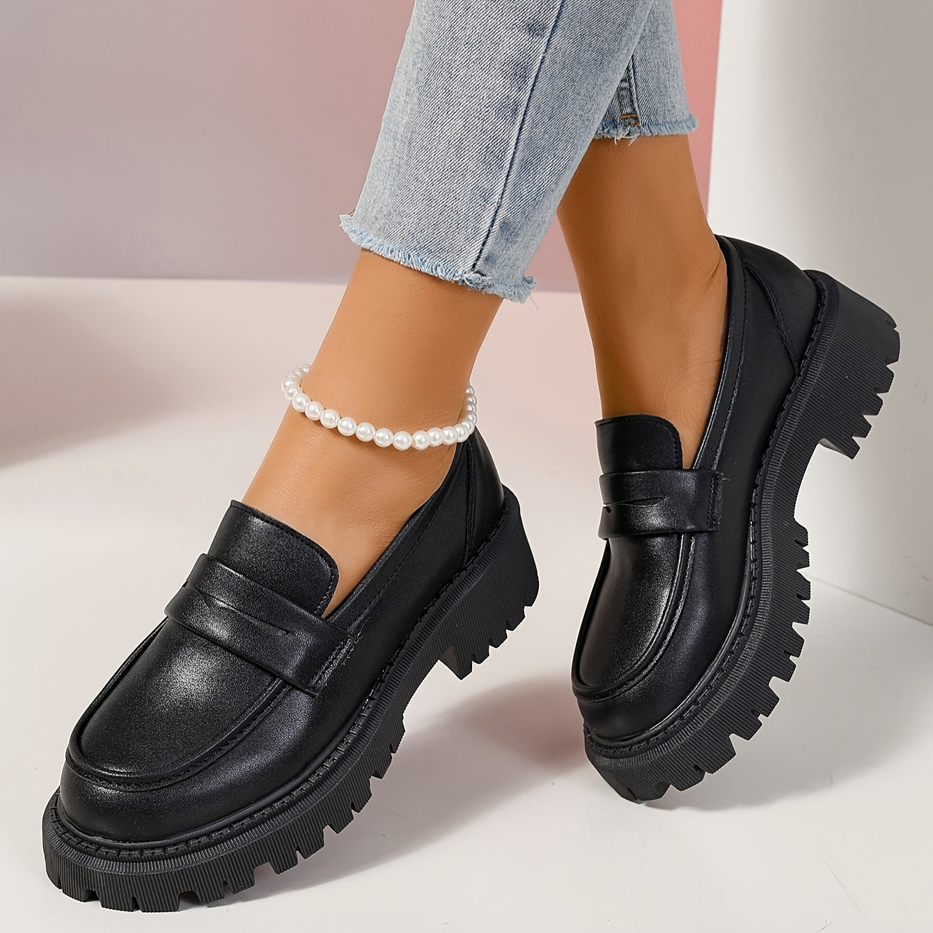 Orthopedische Zwarte Chunky Loafers - Nora