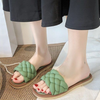 Laura - Orthopedische Geweven Groene Slippers