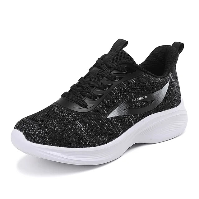 Mia - Orthopedische Sportieve Zwarte Sneakers