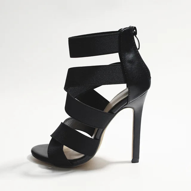 Olivia - Orthopedische Zwart Strappy Hakken