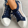 Mia - Orthopedische Marineblauwe Sneakers met Kant