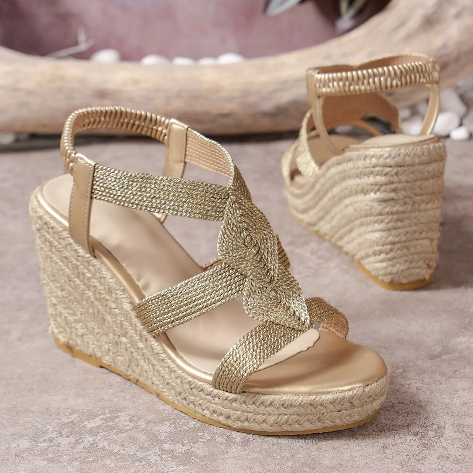 Sofia - Orthopedische Gouden Wedge Sandalen