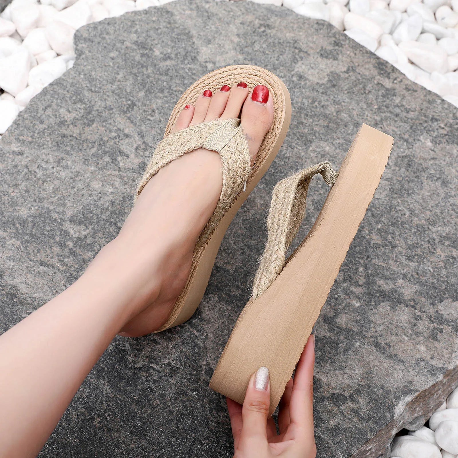 Orthopedische Beige Sleehak Slippers - Sofia