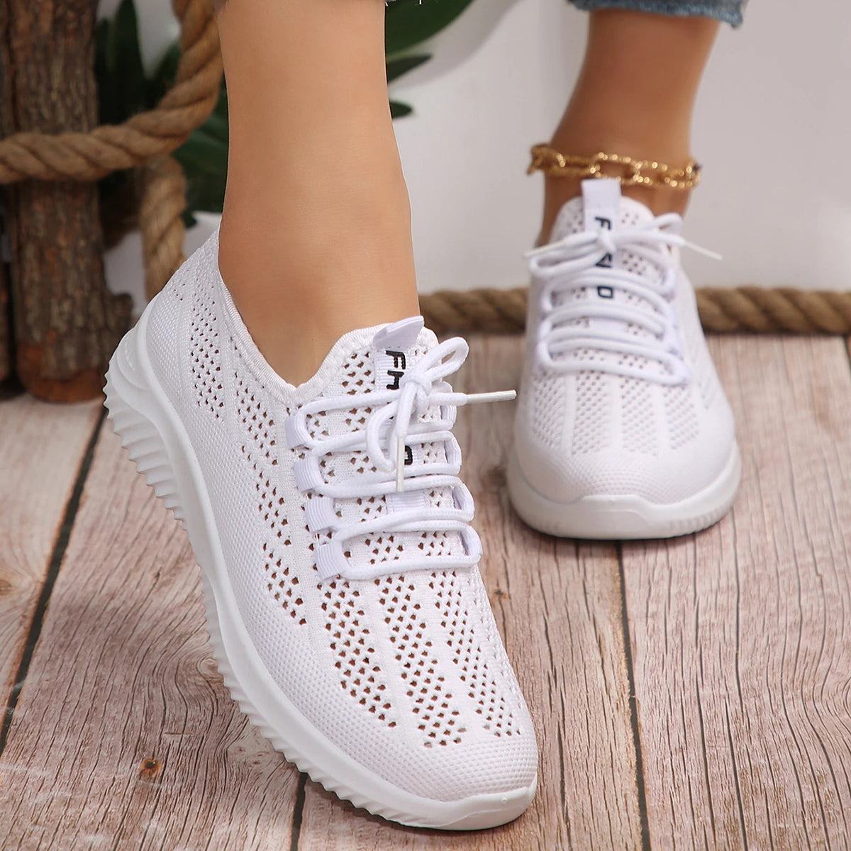 Orthopedic Lichte Witte Sneakers - Emma