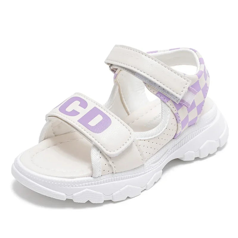 Chloe - Orthopedische Lila-Witte Sport Sandalen