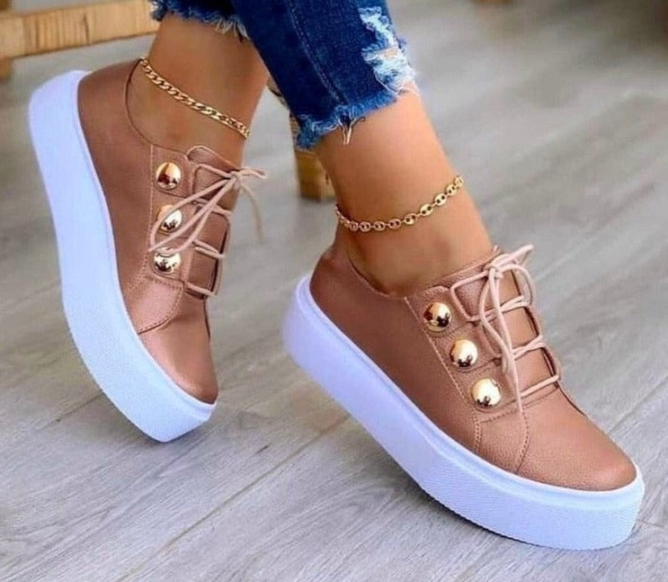 Orthopedische Witte Sneakers met Gouden Details - Emma