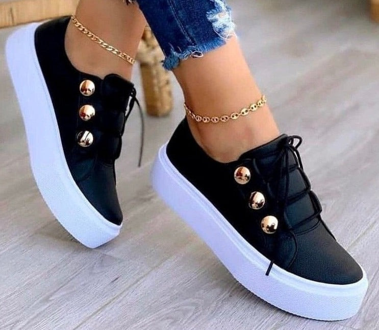 Orthopedische Witte Sneakers met Gouden Details - Emma