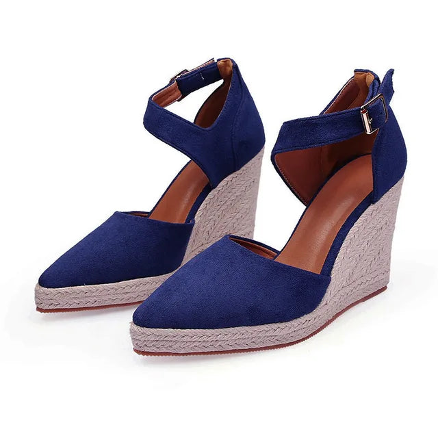 Emma - Orthopedische Zwarte Espadrille Wedges