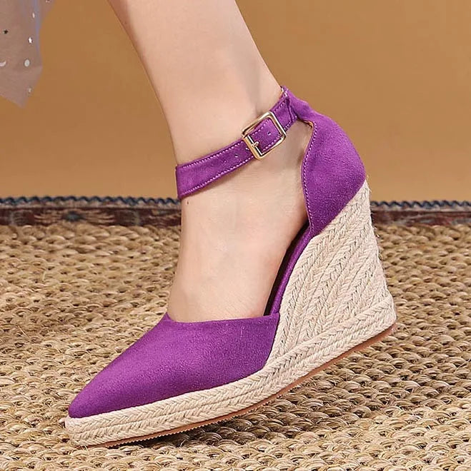 Emma - Orthopedische Zwarte Espadrille Wedges