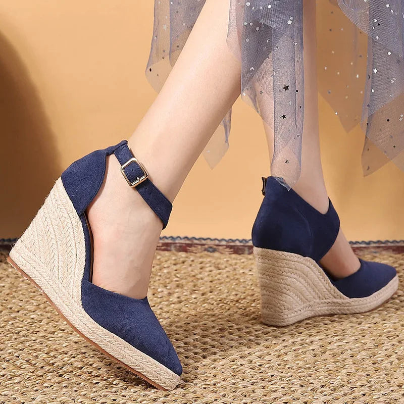 Emma - Orthopedische Zwarte Espadrille Wedges