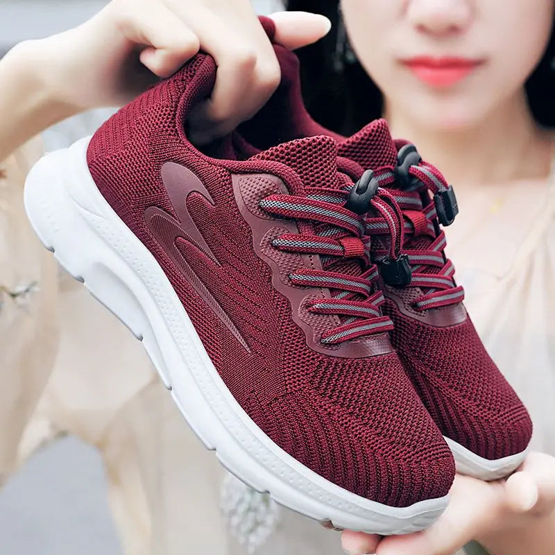 Orthopedische Lichtgewicht Burgundy Sneakers - Sarah