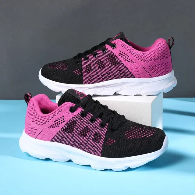 Orthopedic Lichtgewicht Zwart-Roze Sneakers - Eva