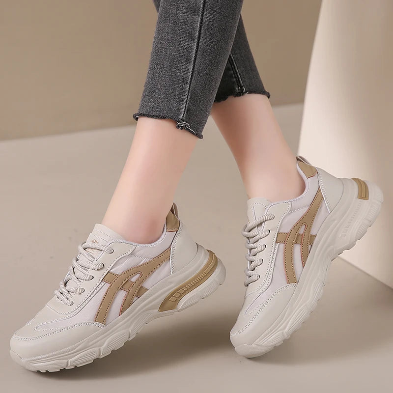 Orthopedische ondersteunende beige sneakers - Emma