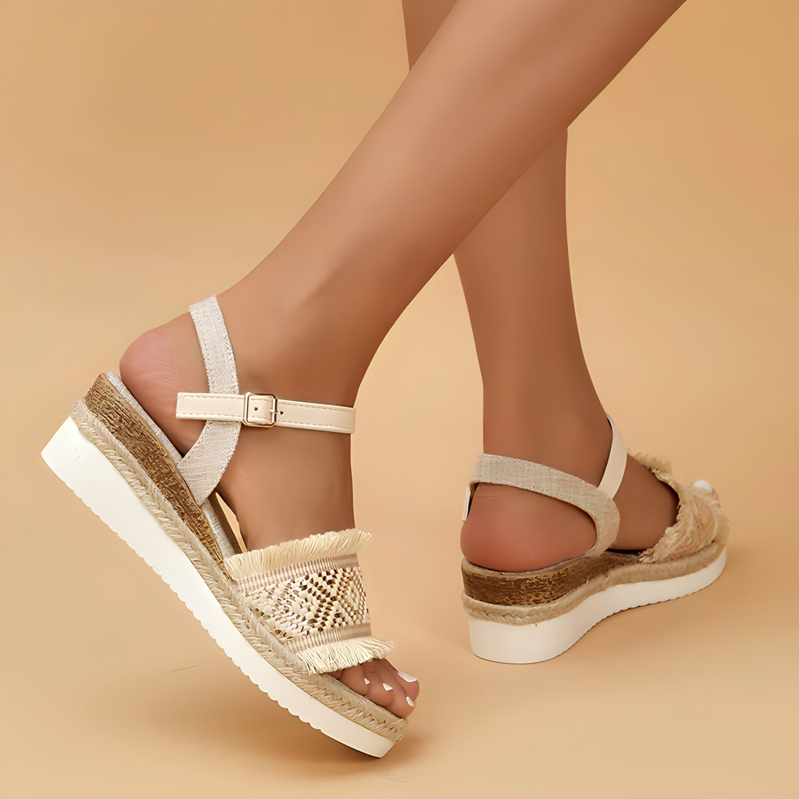 Orthopedische Beige Espadrilles Sandalen - Julia